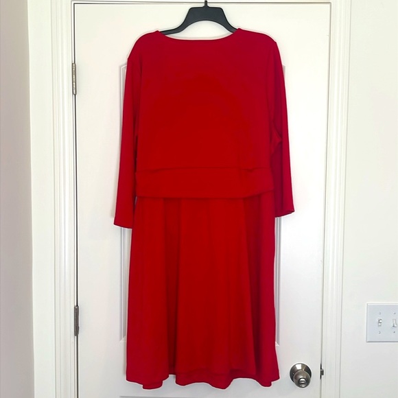 LANDS' END‎ RED 3/4 SLEEVE DRESS Size 2X - Picture 2 of 4